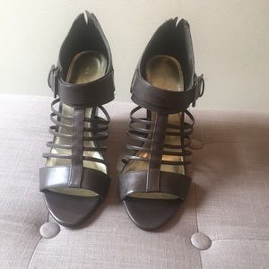 Taupe/Grey wedge heels